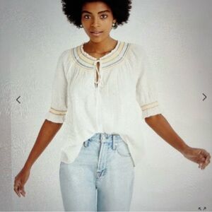 Madewell peasant style smock top shirt